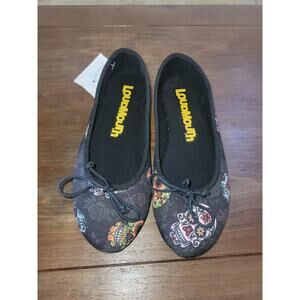 Nwob Loudmouth Bella Youth Flat Shoes Sugar Skulls Size 2 M